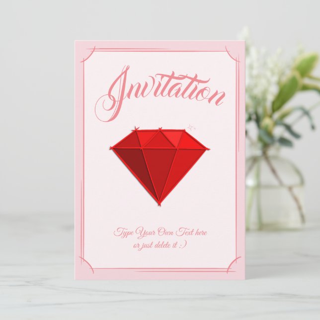 Invitation Ruby Gemstone. Bijouterie. 40 Anniversaire du Mari (Debout devant)