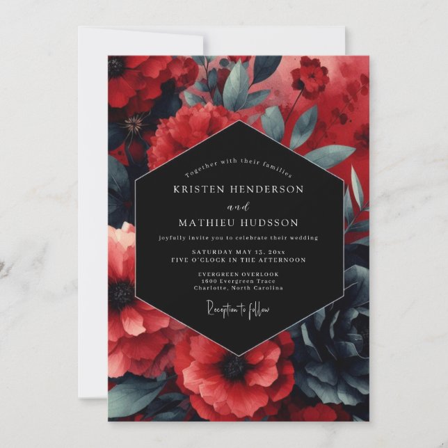 Invitation Ruby Nocturne Bloom Wedding (Devant)