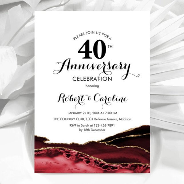 Invitation Ruby Red 40e Anniversaire (Créateur téléchargé)