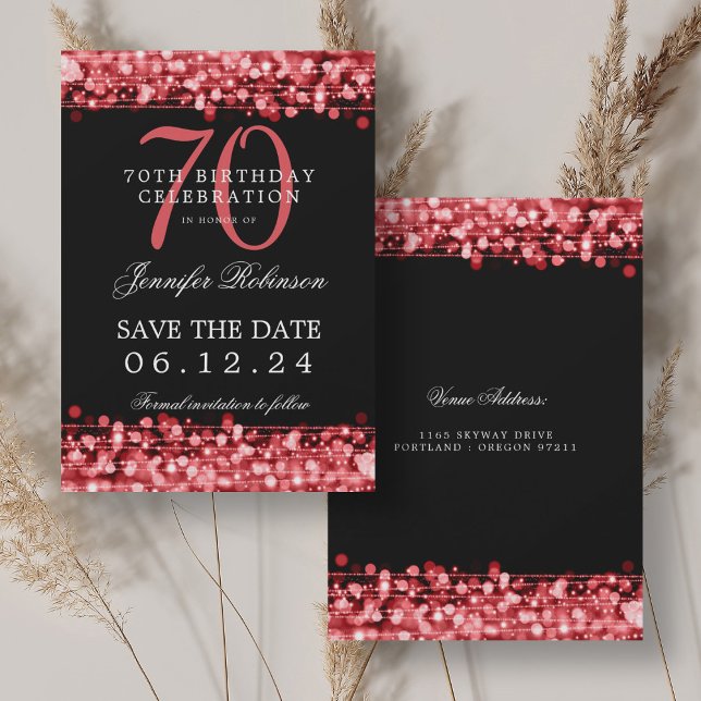 Invitation Ruby Red 70th Birthday Enregistrer la date (Ruby Red 70th Birthday Save the Date Invitation)
