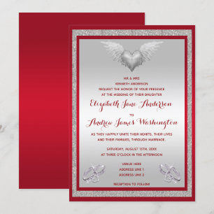 Invitation Ruby Red, Bagues étincelantes et Mariage de coeur