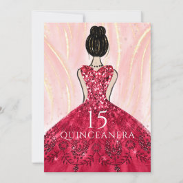 Invitation Ruby Red Princess Robe Quinceanera