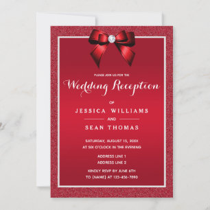 Invitation Ruby Red & Stylish Gem Wedding Réception