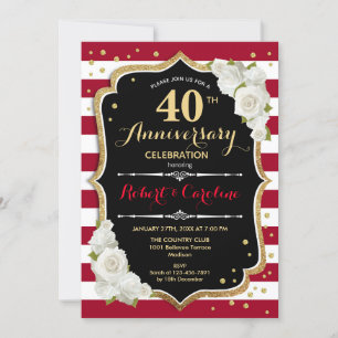 Invitation Ruby rouge or noir 40e anniversaire