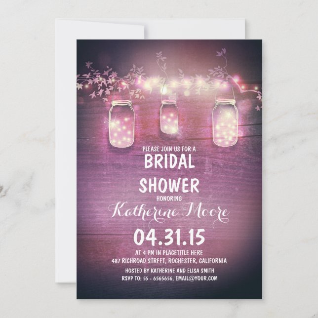 Invitation ruc mason jars & string hts bridal shower (Devant)
