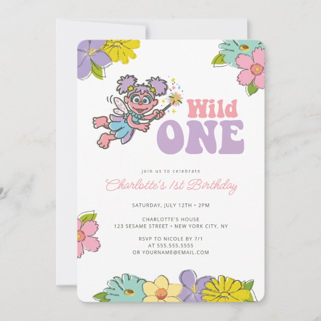 Invitation Rue Sésame Abby | Anniversaire floral sauvage (Devant)