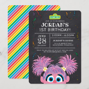 Invitation Rue Sésame Abby Cadabby Chalkboard Anniversaire