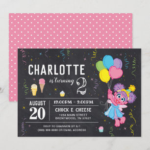 Invitation Rue Sésame   Abby Cadabby Chalkboard Anniversaire