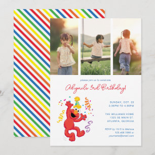 Invitation Rue Sésame   Elmo - Rainbow Birthday Photo