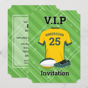 Invitation Rugby V.I.P (YDG) fête d'anniversaire