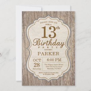 Invitation Russe 13e anniversaire Bois