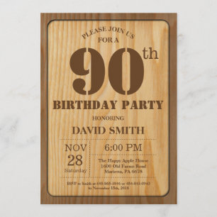 Invitation russe 90e anniversaire Bois Vintage