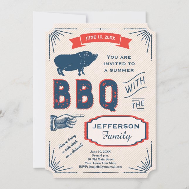 Invitation Russe Américain Summer BBQ Party (Devant)