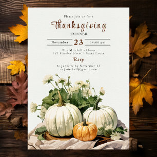 Invitation Russe Aquarelle Citrouille Thanksgiving Dîner