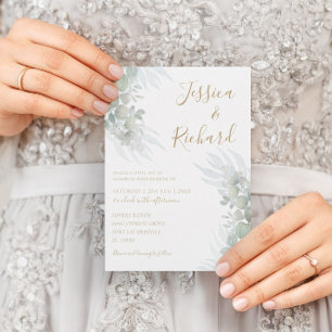 Invitation Russe Aquarelle Eucalyputus Sage Mariage vert