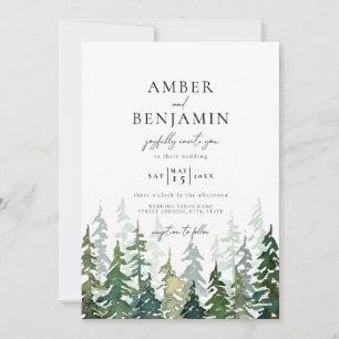 Invitation Russe Aquarelle Mariage forestier