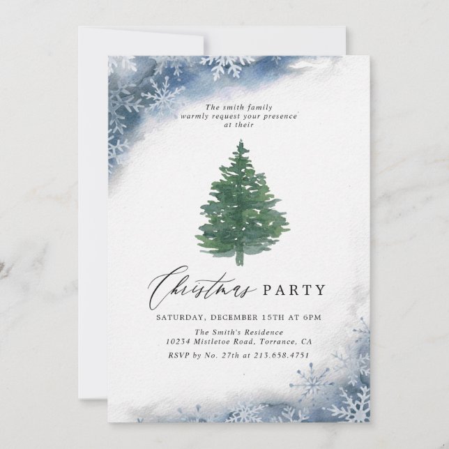 Invitation Russe Aquarelle Noël Arbre de Noël Fête (Devant)