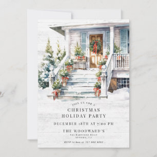 Invitation Russe aquarelle Noël Fête de la Maison d'hiver
