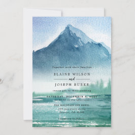 Invitation Russe Aquarelle Pine Mountains Lac Mariage