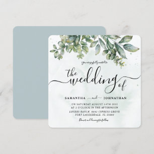 Invitation Russe Aquarelle Sage Vert Eucalyptus Mariage dans