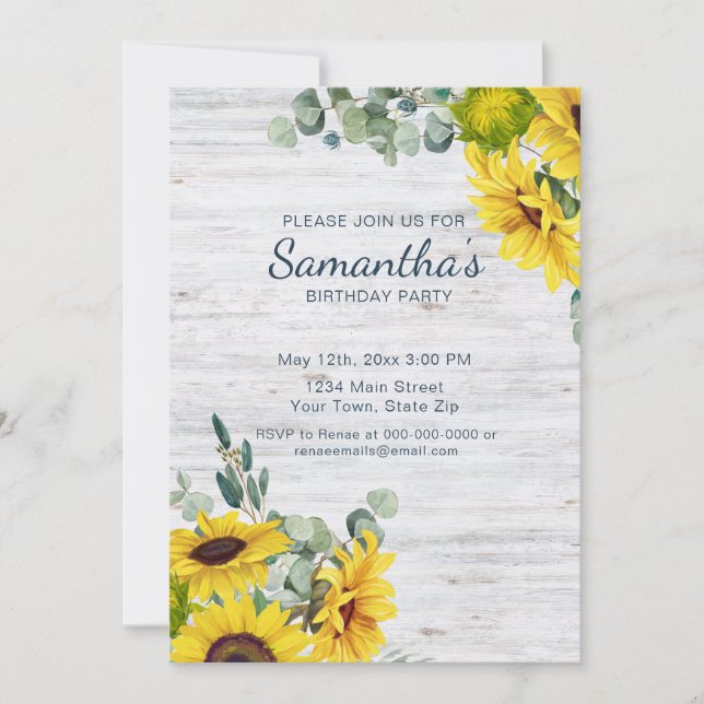 Invitation Russe aquarelle tournesol fête anniversaire (Devant)