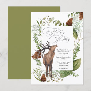 Invitation Russe aquarelle Woodland Reindeer Fête