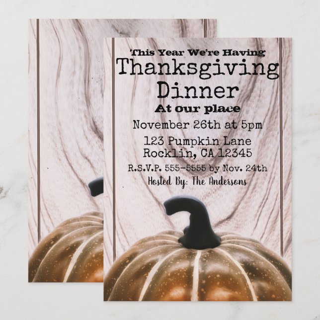 Invitation Russe Automne Automne Citrouille Thanksgiving Dîne (Devant / Derrière)