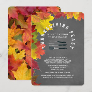 Invitation Russe Automne Chalkboard Thanksgiving Dîner