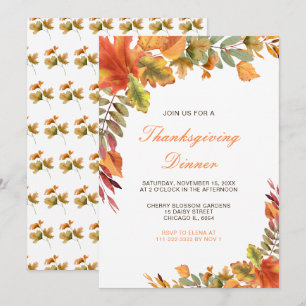 Invitation Russe Automne Feuilles de l'automne Thanksgiving P