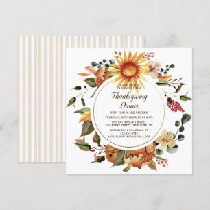 Invitation Russe Automne Floral Thanksgiving Dîner
