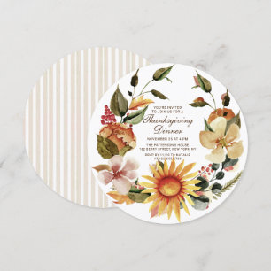 Invitation Russe Automne Floral Wreath Thanksgiving Dîner