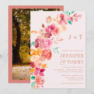 Invitation Russe automne terre cuite florale mariage photo