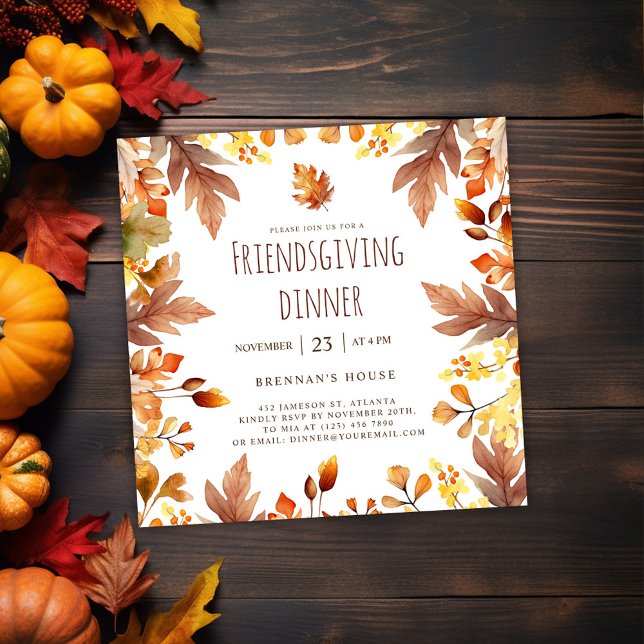 Invitation Russe Automne Thanksgiving Friendsgiving Dîner (Fall Elegant Friendsgiving Dinner Invitation)