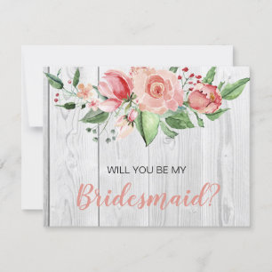 Invitation Russe Barnwood Blush Floral Bridesmaid Proposition