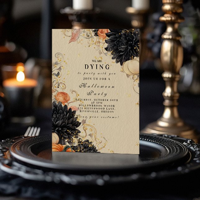 Invitation Russe Black Dahlia Halloween Party (Créateur téléchargé)