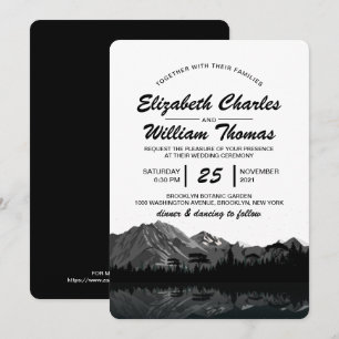 Invitation Russe Black & White Mountain Forest Mariage Invit