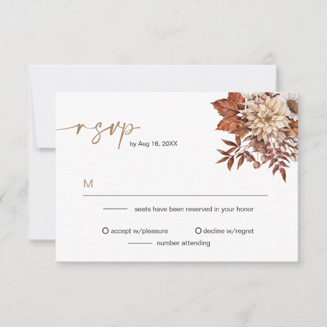 Invitation Russe Bohème Terracotta Automne Floral RSVP (Devant)