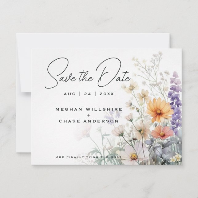Invitation Russe Boho Fleurs sauvages d'aquarelle (Devant)