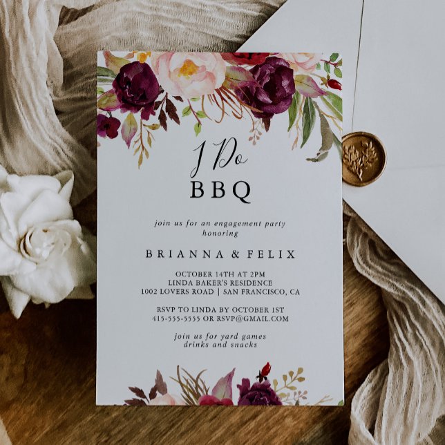 Invitation Russe Boho Floral I Do BBQ Engagement Party (Créateur téléchargé)