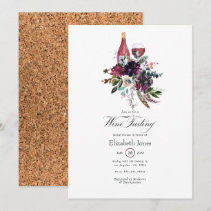 Invitation Russe Boho Plum Red Wine Tasting Fête des mariées