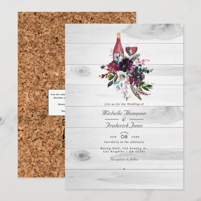 Invitation Russe Boho QR Code RSVP Mariage de dégustation de  (Devant / Derrière)
