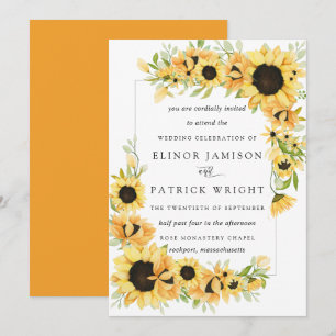Invitation Russe Boho Yellow Sunflower Mariage d'été