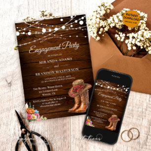 Invitation Russe Boot Boot Boot Western Engagement Party