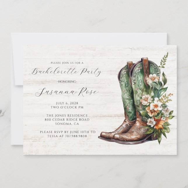 Invitation Russe Boots Bachelorette Party (Devant)