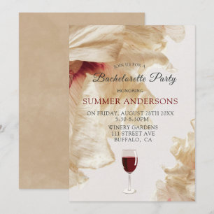 Invitation Russe Bourgogne Beige Anemone Bachelorette Party