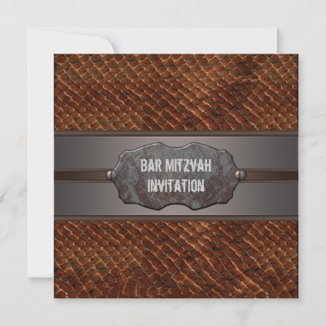 Invitation Russe Brown Cuir Brown Bar Mitzvah (Devant)