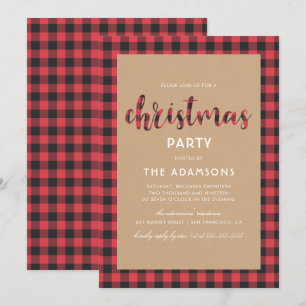 Invitation Russe Buffalo Buffalo Plaid Script Noël fête