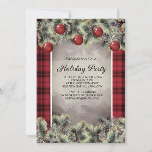 Invitation Russe Buffalo Plaid Silver Grey Fête