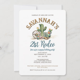 Invitation Russe Cactus Cowgirl Rodeo fête d'anniversaire