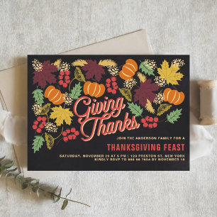 Invitation Russe Chalkboard Automne Harvest Thanksgiving Part